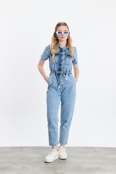 Rays 9078 Lace Detail Short Sleeve Salopet Buzkar