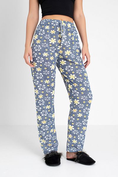 DONEX Bumbac, țesătură subțire, respirabilă, panglică, detaliu în talie, imprimat, fără buzunare, pantaloni de pijama pentru femei