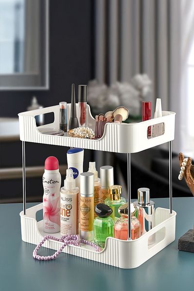 VİGENTİNO 2 Tiers Bathroom Kitchen Office And Makeup Organizer Multi-Purpose Desk Organizer