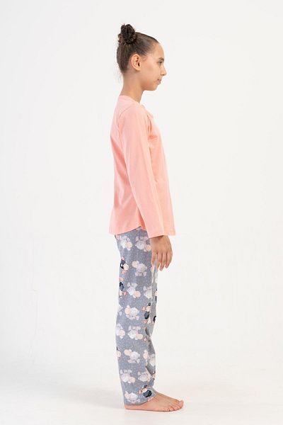 VİENETTA Costum de pijama roz pentru fete cu maneci lungi cu 2 fire