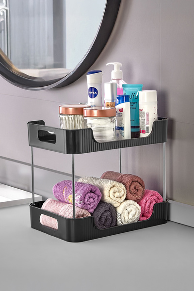 VİGENTİNO Porto Çok Amaçlı 2 Katlı Banyo Evye Rafı Havlu Diş Fırçası Organize...