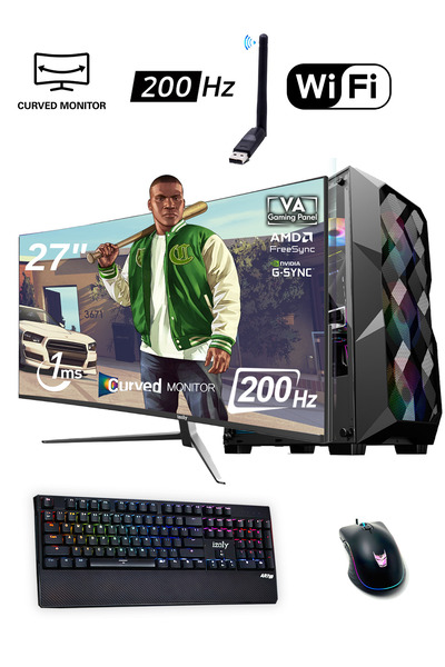 IZOLY Dustox Y I3-12100f 16gb 256gb M.2 Nvme Rx 580 8gb 27" 200hz Oyuncu Masa...