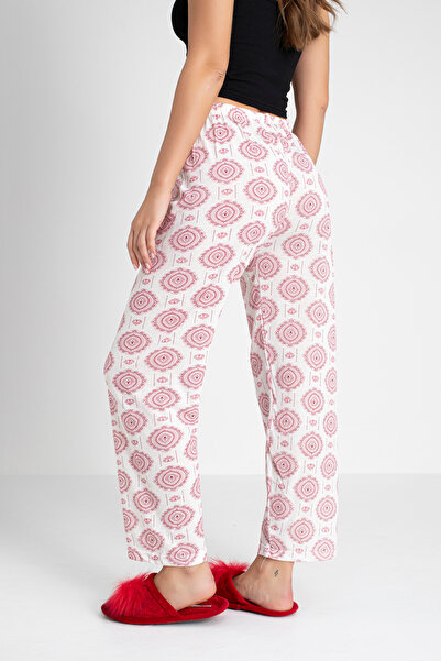 DONEX Cotton Thin Breathable Fabric Ribbon Waist Detail Printed Women's Sleepwear Bottoms Without Pockets