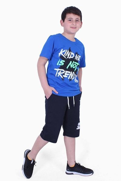 FYK KİDS Kind Nes-trend Wa Text Printed Boy's Capri Set