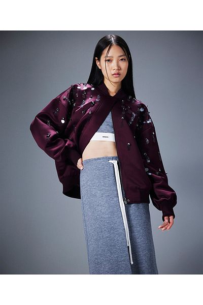 Twist Embroidered Bomber Coat
