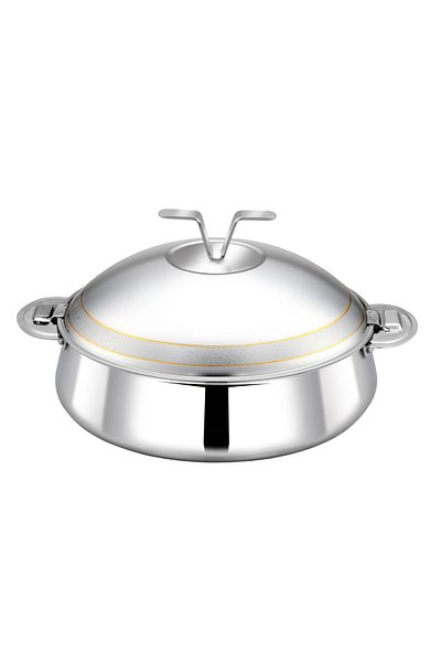 ALSAIF Inner Stainless Steel Casserole, Insulated Hot Pot, Keep Food Hot & Fresh, 6 Liter, Silver/gold