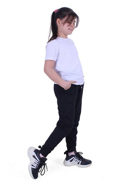 FYK KİDS Μονόχρωμο, Χωρίς μοτίβο, Σετ φόρμας κοριτσίστικης μπλούζας με ελαστική μέση στο κάτω μέρος