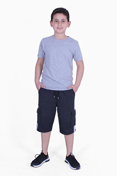 FYK KİDS Plain Model Boy's T-Shirt-Capri Top and Bottom Set