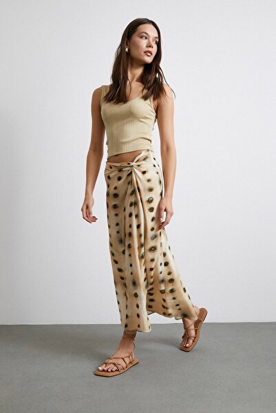 Never more Ecru Φούστα - Λεπτομέρεια με κόμπο