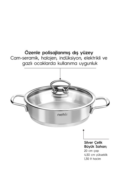 Nehir Silver 4 Parça Paslanmaz Çelik Sahan Seti (18-20 cm)