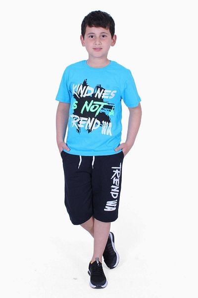 FYK KİDS Kind Nes-trend Wa Text Printed Boy's Capri Set