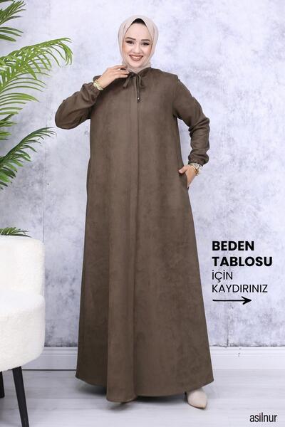 ASİLNUR Kışlık Hüma Süet Mevlana Ferace Haki