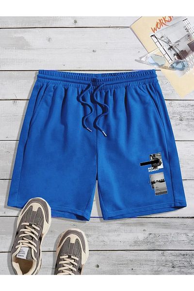 NO 601 Ανδρικό Saks Blue New Moment με εμπριμέ χτενισμένο βαμβακερό άνετο σορτς