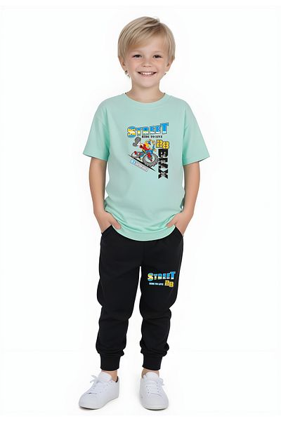 FYK KİDS Boy's Seasonal Street Printed Bottom Set