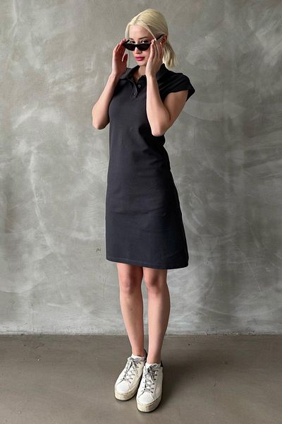 Madmext Dámské šaty s kouřovým knoflíkem Polo límec Mg2305