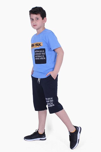 FYK KİDS مجموعة كابري من الأسفل إلى الأعلى للأولاد مطبوعة بنص من Boom Sklk