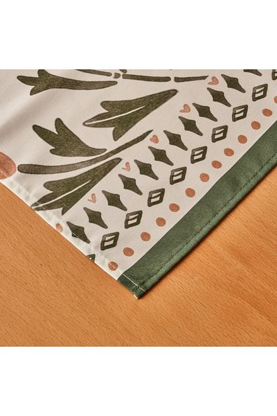 Bella Maison Памучен кът за колани Tulip бяло-зелен (50x150 см)