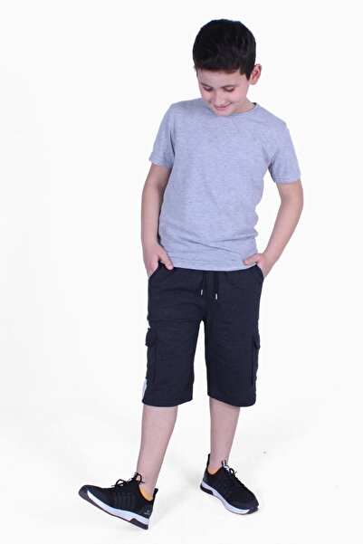 FYK KİDS Plain Model Boy's T-Shirt-Capri Top and Bottom Set