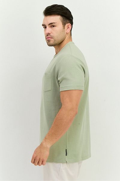 French Connection Men Crew Neck Short Sleeves Textured T-shirt, New Sage