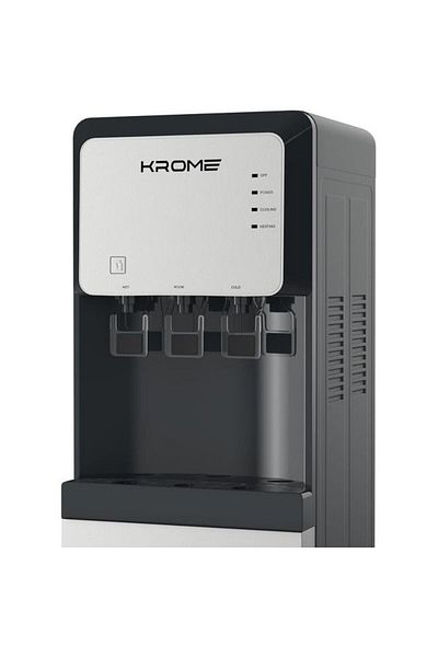 Krome 3 Temperatures Bottom Loading Water Dispenser | Child Lock | Silver & Black | KR-WDBL 3TB