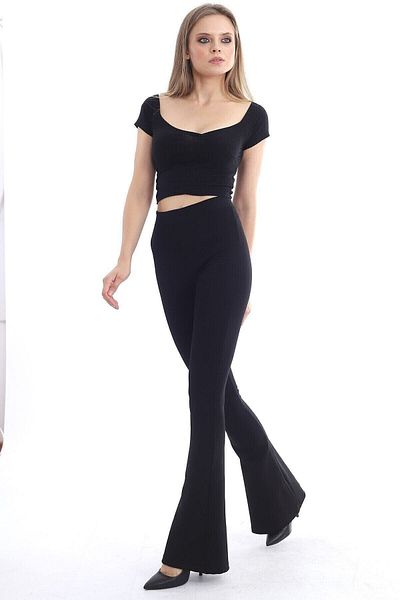 Gugus Women's High Waist Slimming Effect High Waist Steel Interlock Spanish Leg Leggings Pants