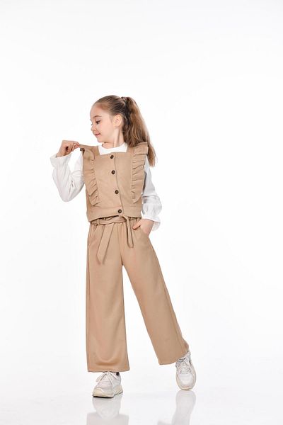 Kamex Suede Ruffled Vest Set