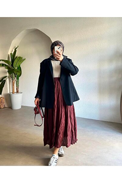 She Olive Fusta evazată cu cravată roșie Claret