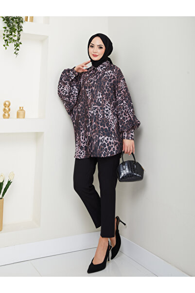 EFSUN MODA ΠΙΝΑΚΑΣ ΛΕΟΠΑΡ ΜΠΟΥΜΕΛΟ JESICA ΜΑΚΡΥΜΑΝΙΚΟ ΣΚΟΥΡΟ ΚΑΦΕ ΜΕΓΕΘΟΣ: 38