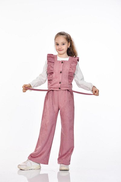Kamex Suede Ruffled Vest Set