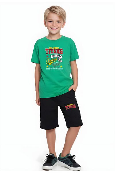 FYK KİDS Boy's Summer Titan Printed Bottom-Top Suit