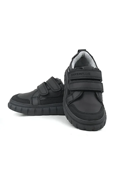SIRRI Boy's Boreas Genuine Leather Black Velcro Shoes