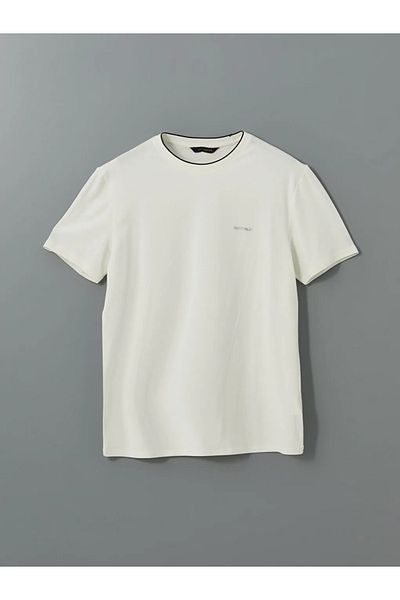 LC Waikiki Ανδρικό μπλουζάκι SOUTHBLUE Ecru Crew Neck με στάμπα από βαμβακερό χτενισμένο βαμβάκι