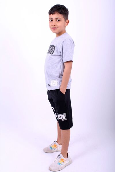 FYK KİDS Black Text Printed Summer Capri Set