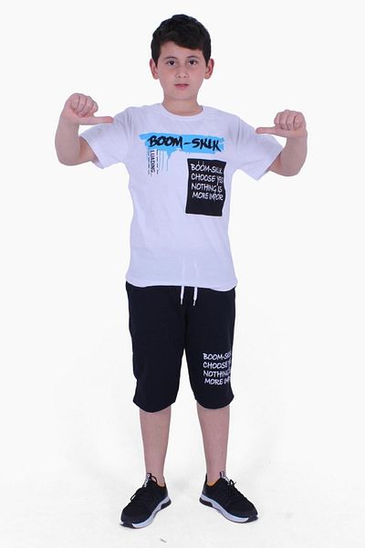 FYK KİDS Letter Printed Boy's Bottom Top Capri Set