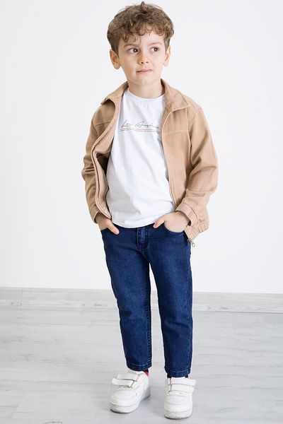 Cansın Mini Brown Zippered Jean Jacket and Trousers Boy's 3L Suit 20356