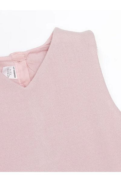 LC Waikiki Βασικό κοριτσίστικο φόρεμα LCW Kids Pink V-Neck