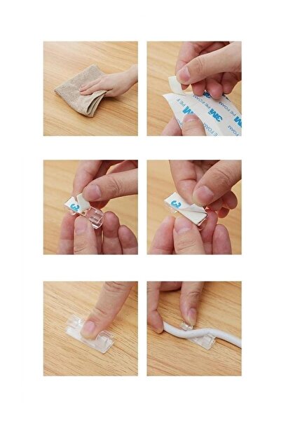 jetfast 20 Pcs Clear Cable Fixer - Wall Clip and Adhesive Organizer Holder Collector