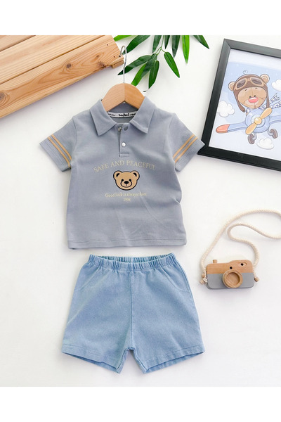 hümabebe Good Luck Is Always There Knitted Denim Shorts Summer Set of 2