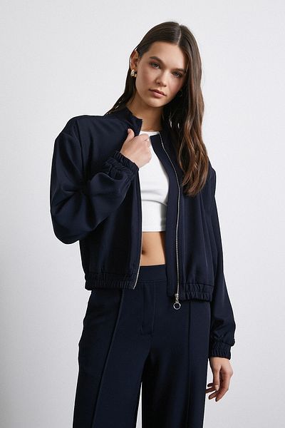 Never more Navy Blue Bomber Jacket