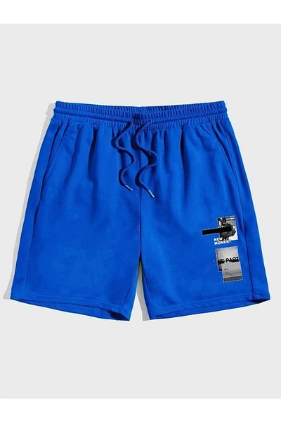 NO 601 Ανδρικό Saks Blue New Moment με εμπριμέ χτενισμένο βαμβακερό άνετο σορτς