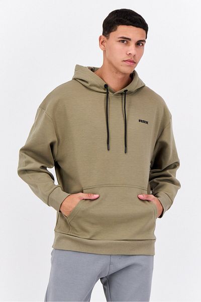 RBX Men Sportswear Fit Long Sleeve Outdoor Hooded, Olive