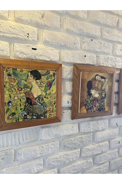 woodhomeworks Комплект от 3 панела за картина с рамка от масивно дърво, 26X26
