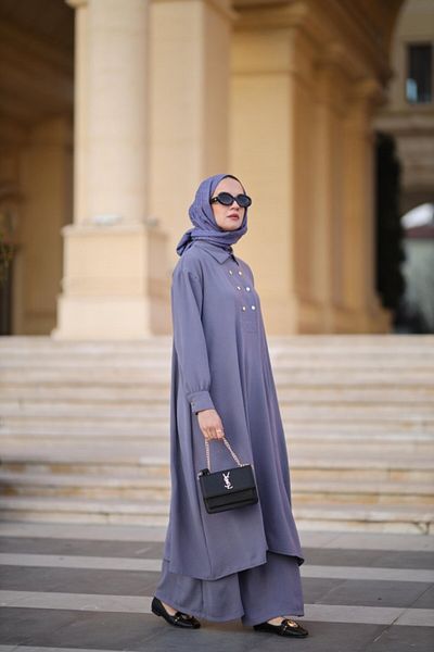 NS Moda Hijab Alya Set Gray Model-530