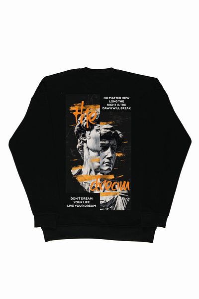 By Caspita Fashion Hanorac negru oversize unisex cu imprimeu pe spate Lenithra The Dream Sculpture