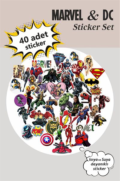 Piksel Grafik Marvel Sticker 40-Piece Notebook Water Bowl Laptop Notebook Tablet Phone Case Sticker Set