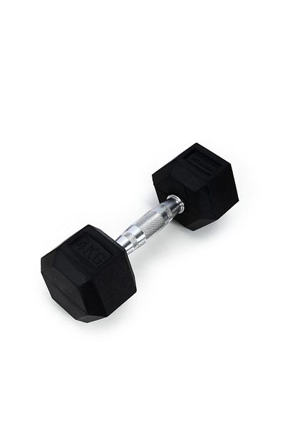 KETTLER Hexagonal Dumbbell Of 4kg (8.8LB) | Black | Iron With Rubber Coat | Weights At Home/gym | Unisex