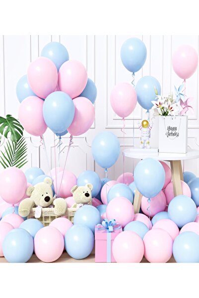 VIP Balon 30’lu Pembe & Mavi Balon Seti – Helyum Uyumlu, Dayanıklı Parti ve Organizasyon Balonları