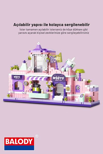 balody Mini Street Series – Tea Shop (Bl16356) – Micro Block Building Toys Set
