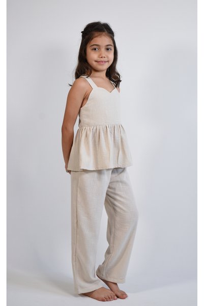 I.ZOYA Modal Linen Oversize Blouse-Pants Set