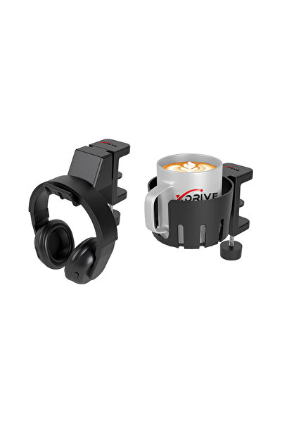 XDrive Premium Bardak Tutucu ve Kulaklık Askı Seti/Siyah